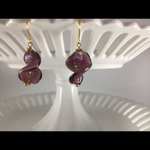 Hand Crafted Earrings Unique Design Purple/Pink/White/Gold 3D Flower Twisted